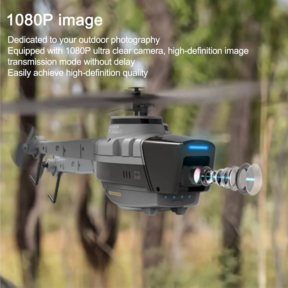 C128 RC Helicopter with Camera, 4CH Single-Rotor Brushless Aircraft 2.4G Scout Drone Helicopter Without Aileron, Optical Flow Positioning (RTF Version)