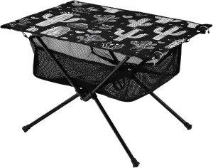 Cactus Black Portable Folding Camping Table, Compact Lightweight Beach Table with Carrying Bag for Outdoor Picnics, BBQs, Camp