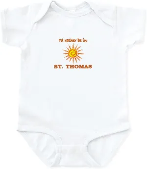 CafePress I'd Rather Be in St. Thomas, Infant Bodysuit Cute Infant Bodysuit Baby Romper
