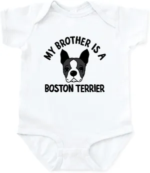 CafePress My Brother is A Boston Terrier Baby Light Bodysuit Cute Infant Bodysuit Baby Romper