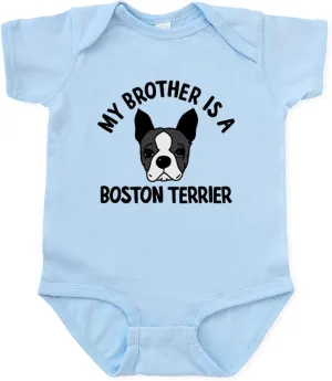 CafePress My Brother is A Boston Terrier Baby Light Bodysuit Cute Infant Bodysuit Baby Romper