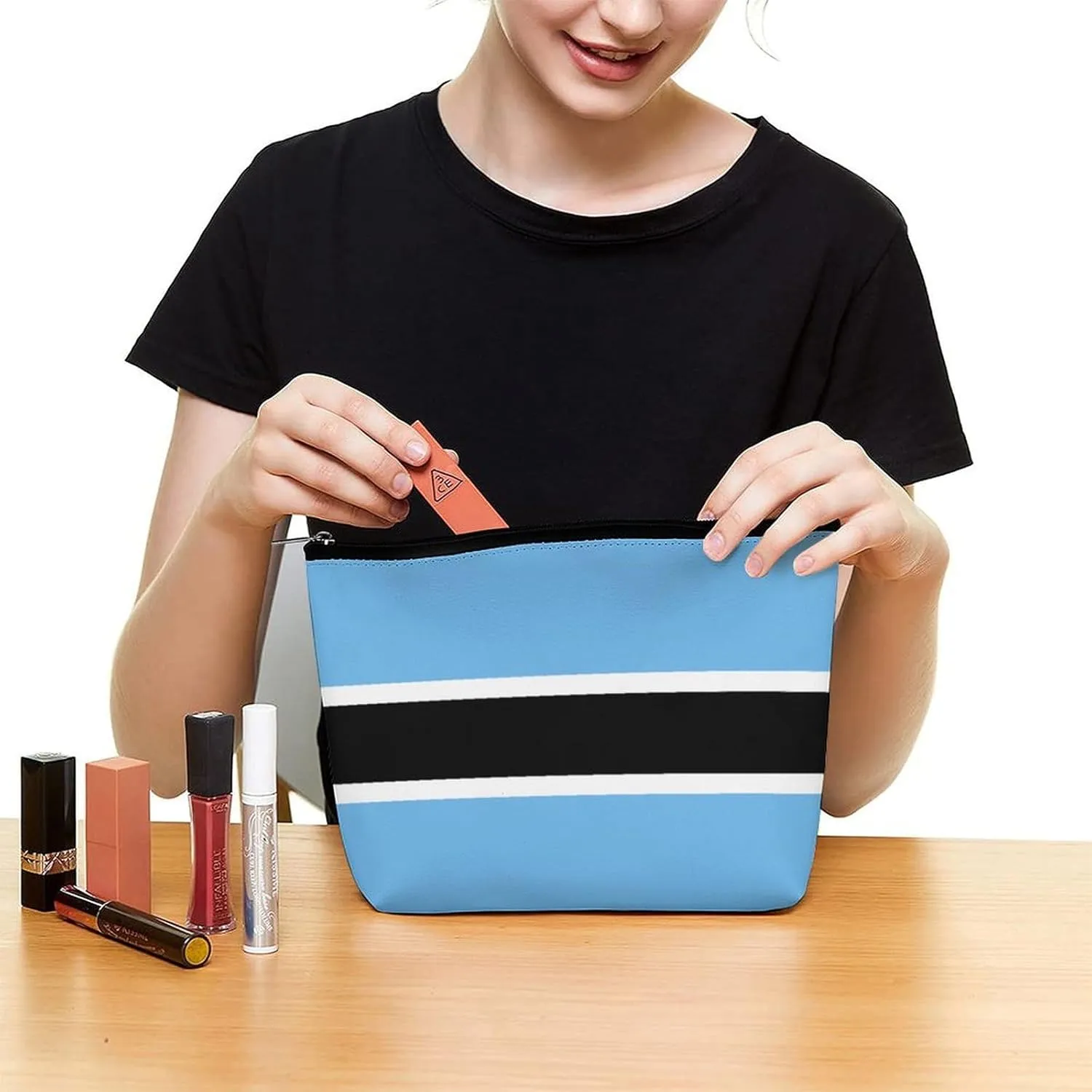 Calculay Flag of Botswana Makeup Bag Portable Travel Large -capacity Storage Bag