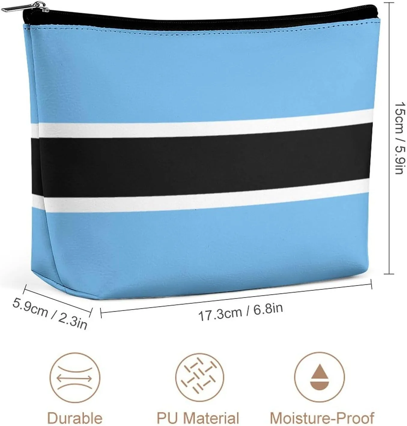 Calculay Flag of Botswana Makeup Bag Portable Travel Large -capacity Storage Bag