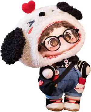 CALEMBOU 20cm Plush Doll, Cute Soft Stuffed Dress up Doll Set with Skeleton, Kawaii Plush Toys for Birthday with Clothes (Awang   Heartwarming Puppy Set)