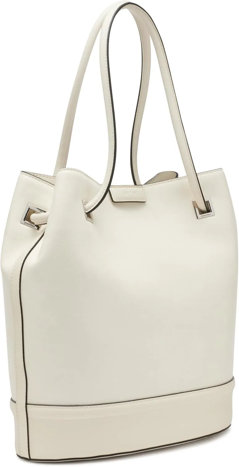 Calvin Klein Ash Tote Bag – North/South, Vegan Leather, 2 Pockets