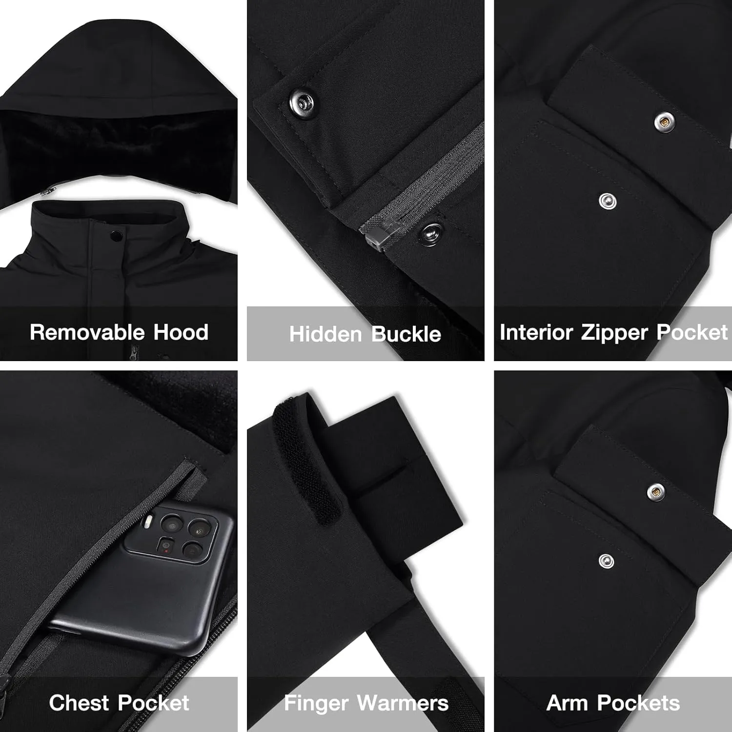 CAMEL CROWN Women's Ski Jacket Waterproof Warm Coat Winter Fleece Snow Coat Hooded Snowboarding Jacket