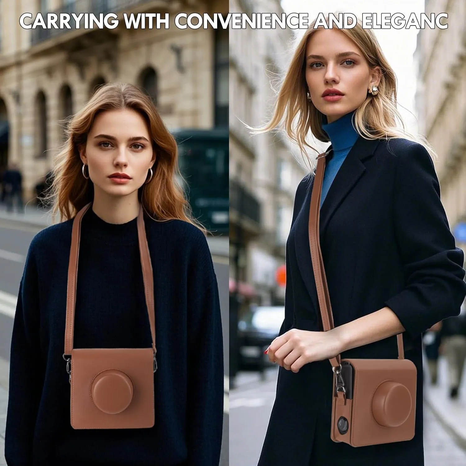 Camera Case for Fujifilm Instax Wide EVO 2-in-1 Instant Film Camera and Printer, for INSTAX Wide EVO Case Bag Protective Cover with Adjustable Shoulder Strap - Brown