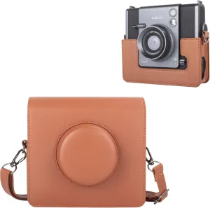 Camera Case for Fujifilm Instax Wide EVO 2-in-1 Instant Film Camera and Printer, for INSTAX Wide EVO Case Bag Protective Cover with Adjustable Shoulder Strap - Brown