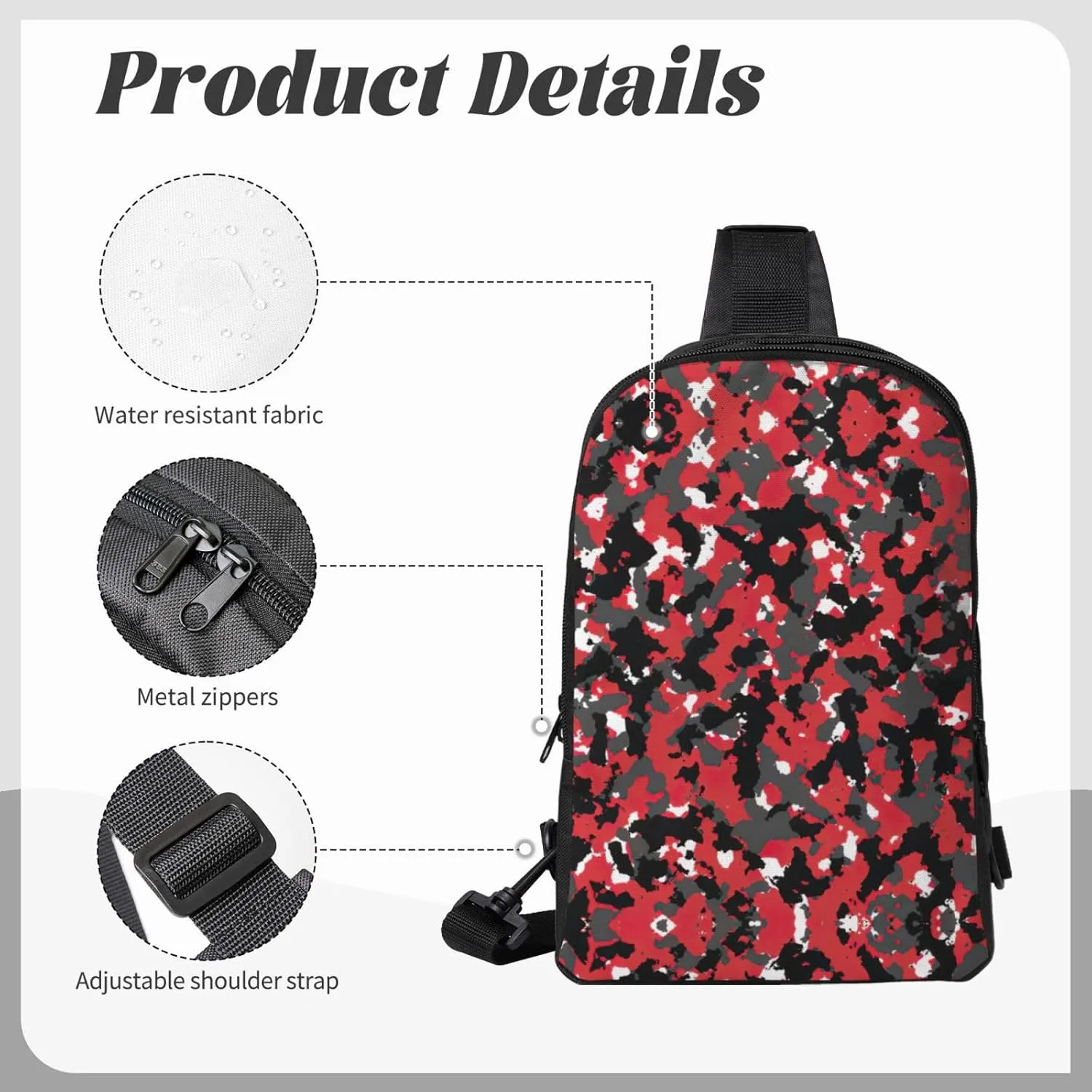 Camo Dual Pocket Chest Bag - Versatile Purse, Sling Purse - Ideal for Concerts, Sports, Travelling, & More