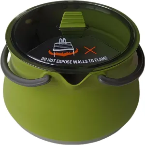 Camp cook Boil Water Collapsible Kettle- Olive Color 1L Foldable Silicone Aluminum Alloy Tea Pot Cookware For Outdoor Camping