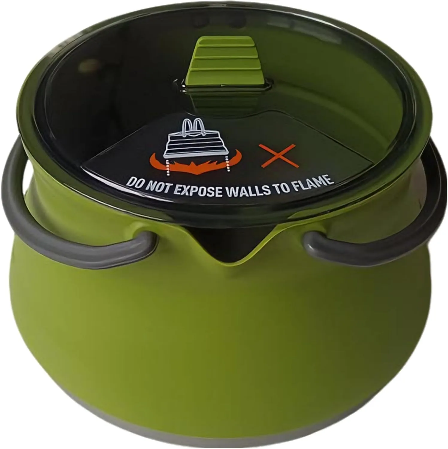 Camp cook Boil Water Collapsible Kettle- Olive Color 1L Foldable Silicone Aluminum Alloy Tea Pot Cookware For Outdoor Camping