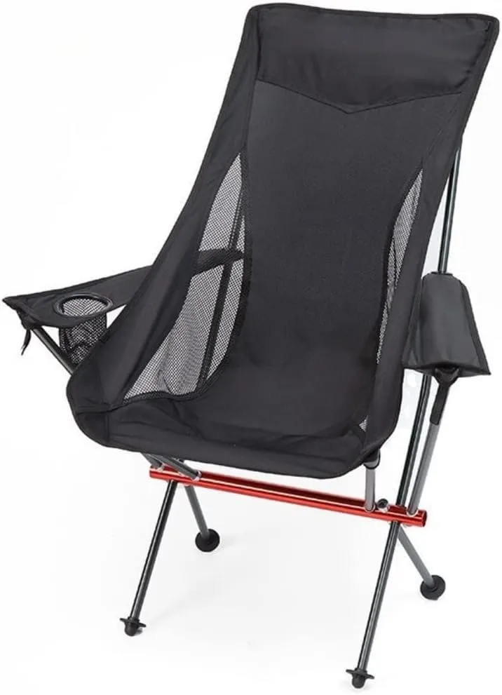 Camping Chair Outdoor High Back Portable Ultralight Seat Backpacking with Soft Armrests for Hiking Folding