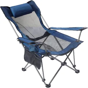 Camping Chairs with Foot Rest for Adults, Beach Chairs High Off Ground Reclining, Picnic Chairs Folding, with Cup Holders and Side Pocket,D