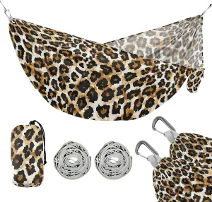 Camping Hammock Outdoor Hammocks for Outside Animal Leopard Beach Trees Portable Lightweight with Pockets Tree Straps Indoor Small
