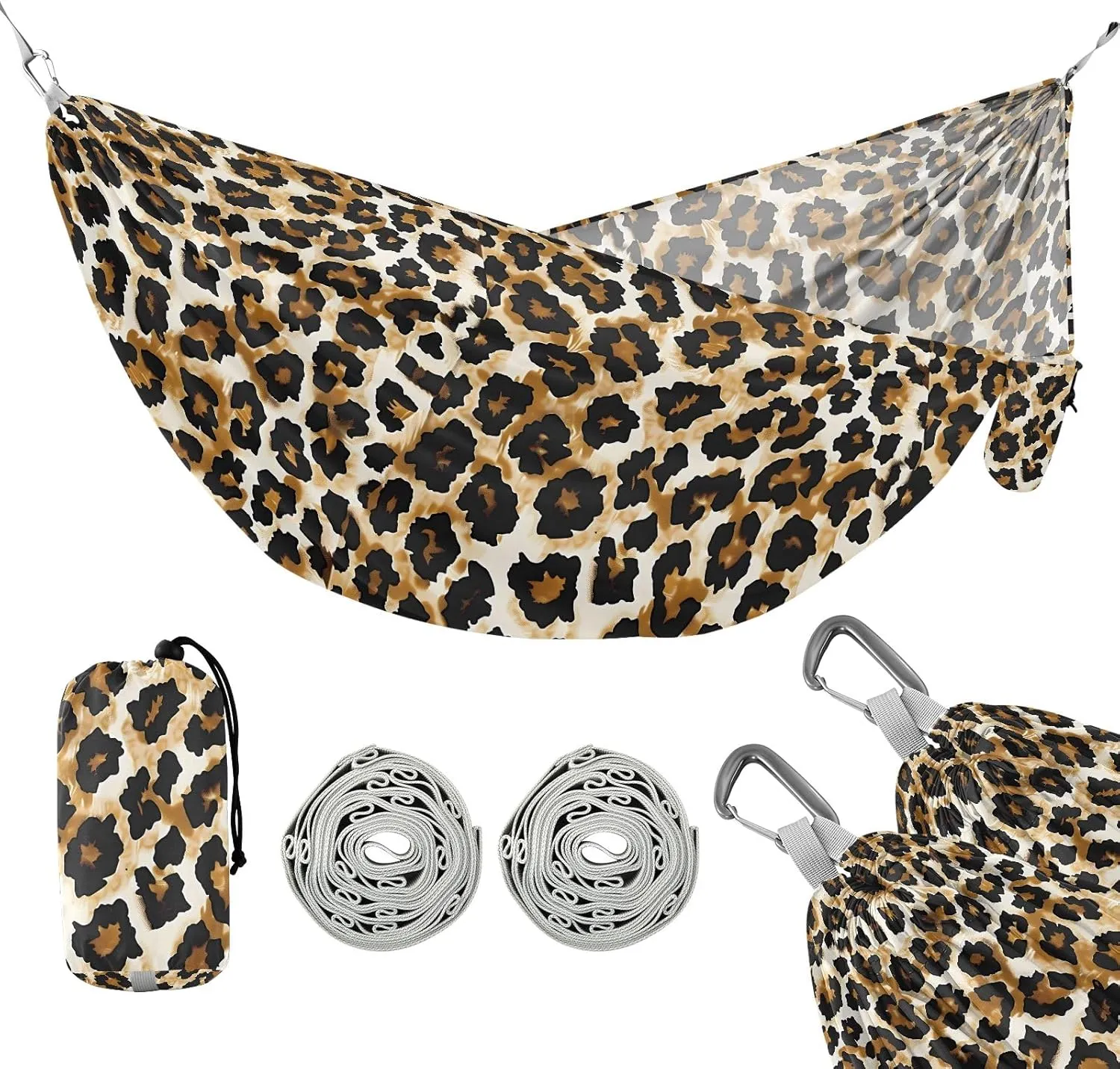 Camping Hammock Outdoor Hammocks for Outside Animal Leopard Beach Trees Portable Lightweight with Pockets Tree Straps Indoor Small