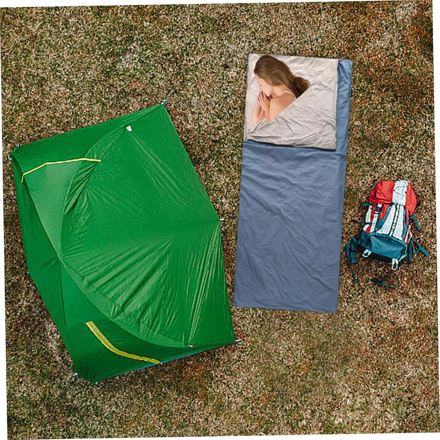Camping Sleeping Bag, Ultralight Backpacking Sleeping Bag with Zipper, Winter Sleep Camping Accessories for Hiking, Traveling