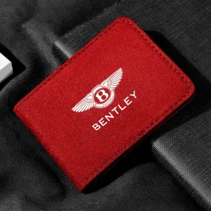 Car Card Holder Wallet for Bentley Continental GT Coupé 4.Gen 2024 2025 2026 Suede Driver's License Holder Card Case Passport Card Bag Car Accessories,Red