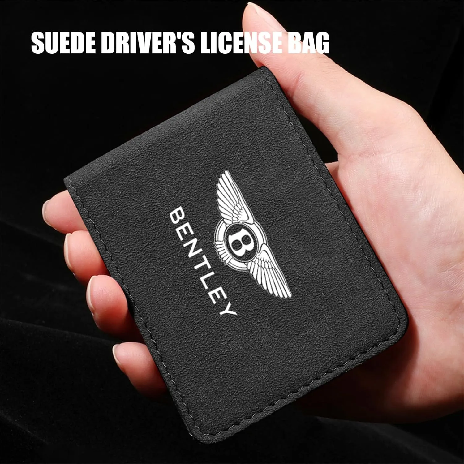 Car Card Holder Wallet for Bentley Continental GT Coupé 4.Gen 2024 2025 2026 Suede Driver's License Holder Card Case Passport Card Bag Car Accessories,Red
