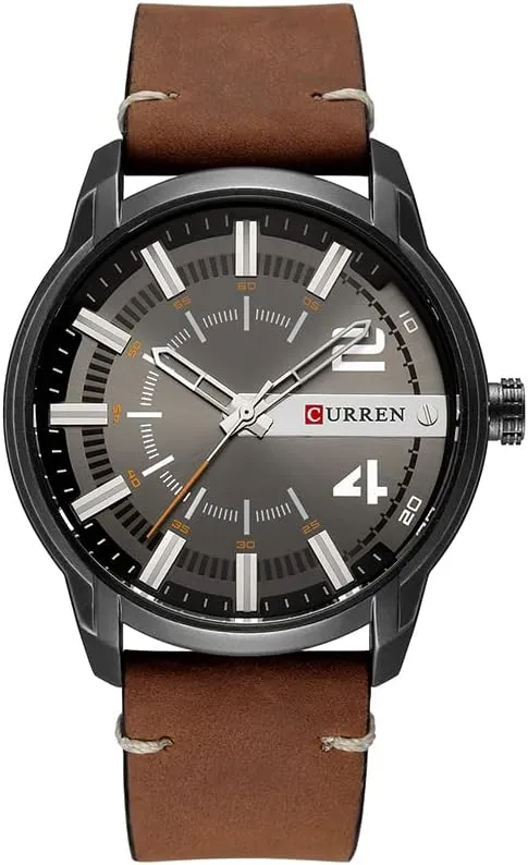 Carlien Mens Analog Quartz Watch Leather Strap Classic Simple Dial Design Wrist Watch (5)
