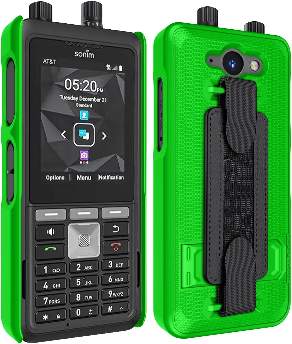 Case Compatible with Sonim XP5PLUS (XP5900) (Knob and No Knob Versions), Protective Shell Case with Handstrap, Kickstand and Screen Protector (Lime Green)