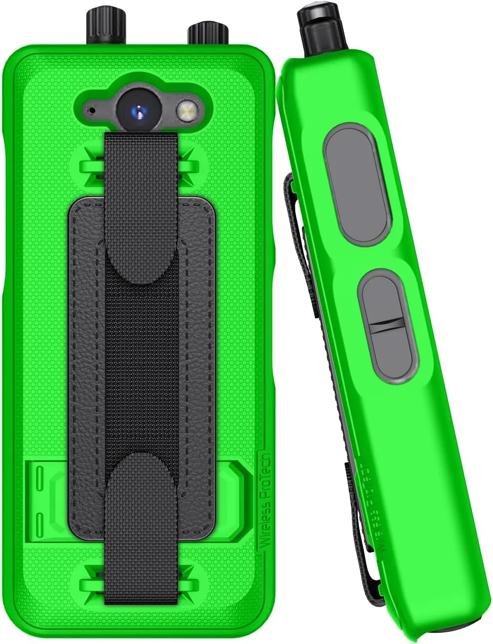 Case Compatible with Sonim XP5PLUS (XP5900) (Knob and No Knob Versions), Protective Shell Case with Handstrap, Kickstand and Screen Protector (Lime Green)