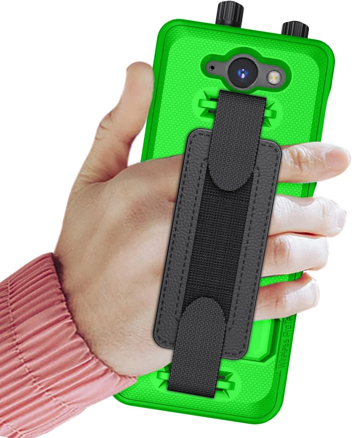 Case Compatible with Sonim XP5PLUS (XP5900) (Knob and No Knob Versions), Protective Shell Case with Handstrap, Kickstand and Screen Protector (Lime Green)