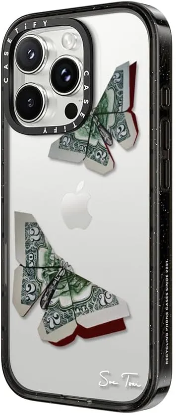 CASETiFY Impact Case for iPhone 16 Pro [Slim / 8.2 ft. 4X Military Grade Drop Protection/Wireless Charging Compatible] - MONEYFLY - Clear Black