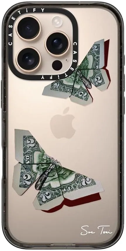 CASETiFY Impact Case for iPhone 16 Pro [Slim / 8.2 ft. 4X Military Grade Drop Protection/Wireless Charging Compatible] - MONEYFLY - Clear Black