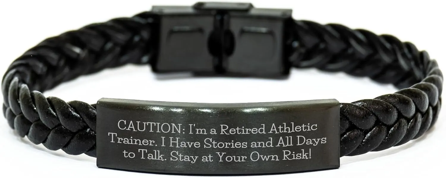Caution: Athletic Trainer's Warning! Valentine's Interlaced Leather Bracelet Gifts for Men, Women, Friends, Coworkers, Family, from Friends, Family, Coworkers, Men, Women