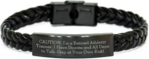 Caution: Athletic Trainer's Warning! Valentine's Interlaced Leather Bracelet Gifts for Men, Women, Friends, Coworkers, Family, from Friends, Family, Coworkers, Men, Women