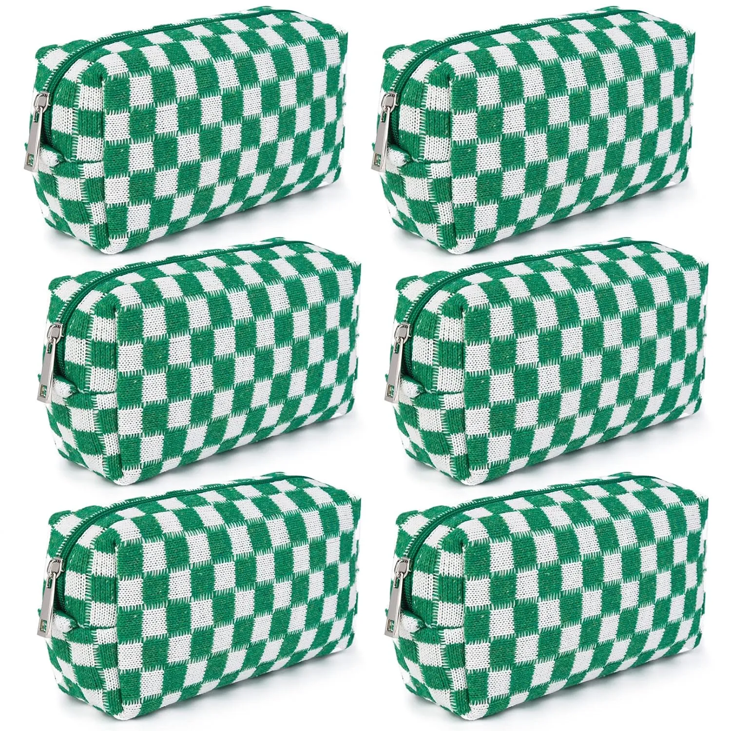 Checkered Makeup Bag Preppy Cosmetic Bag Bulk Green Makeup Pouch Personalize Travel Toiletry Bag Organizer Cute DIY Makeup Brushes Storage Bag for Women