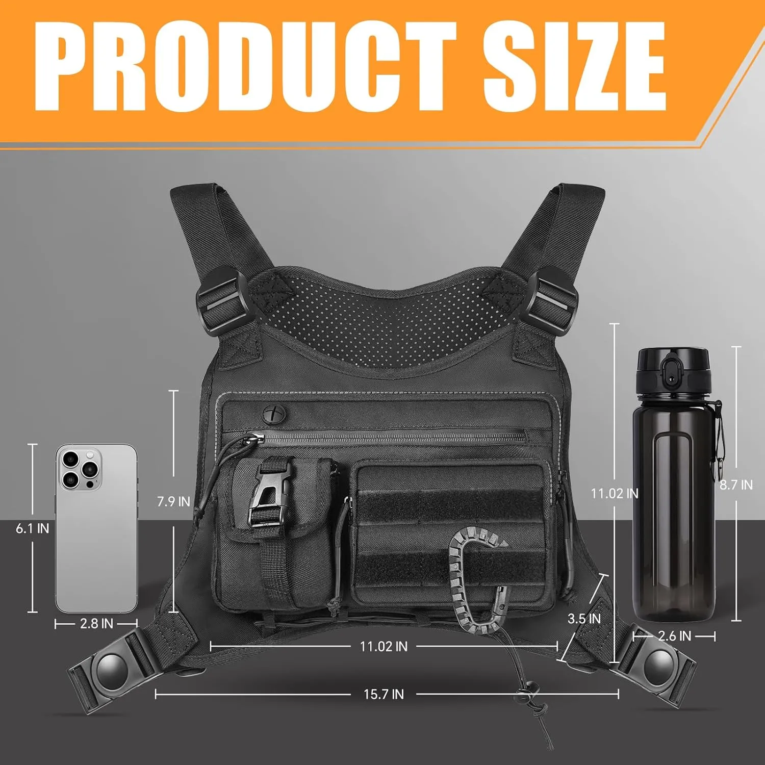 Chest Bag for Men,Running Pack Vest for Workouts,Water Resistant Sports Chest Pack For Running