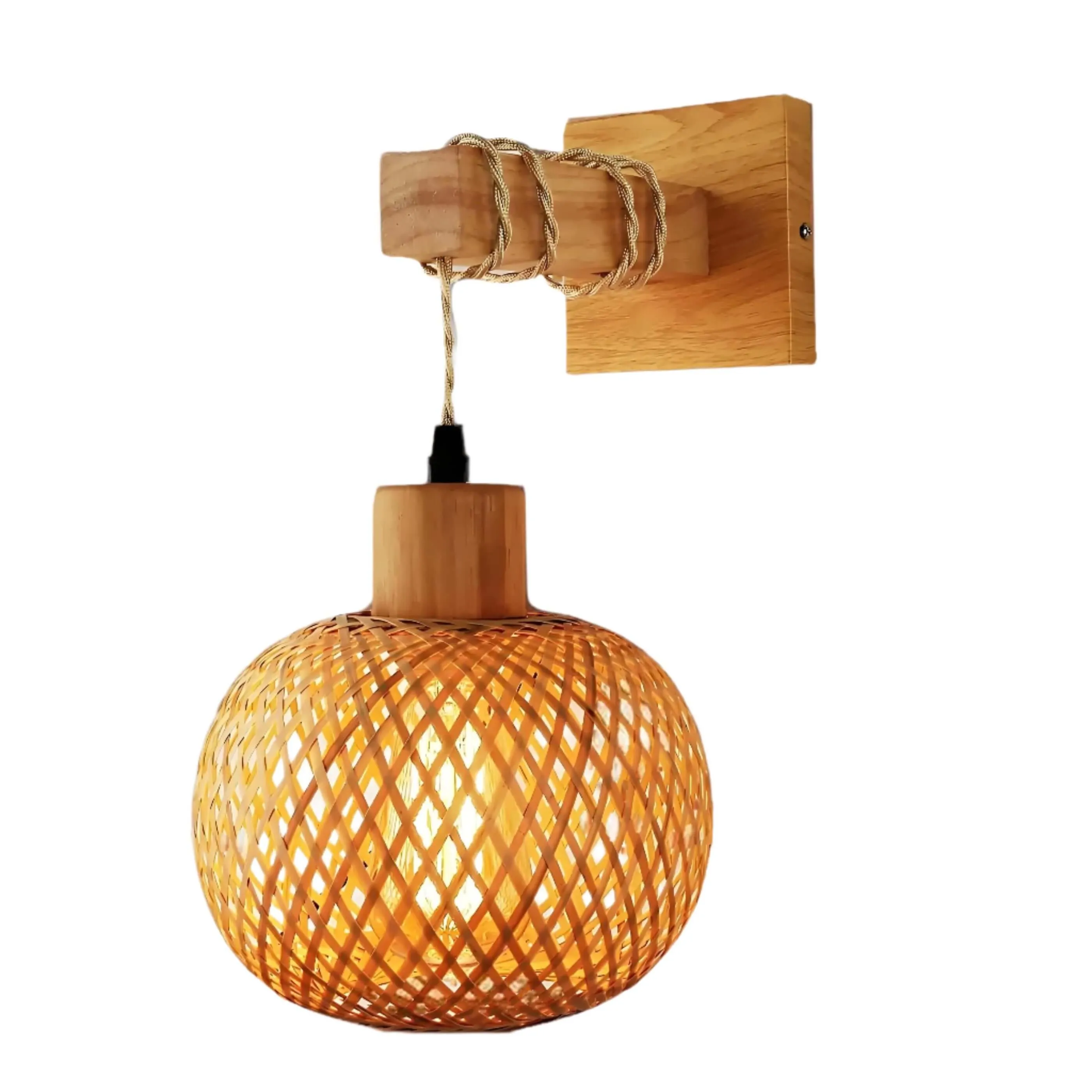 Chic Bamboo Wall Lamp - Handcrafted Retro Pendant Light