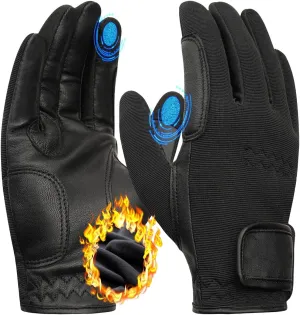 ChinFun Horse Riding Gloves Equestrian Women 100% Leather Winter Horseback Riding Gloves