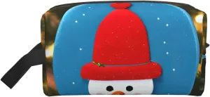Christmas Carton Snowman Print Travel Essentials Storage Bag Cosmetic Organizer Pouch Large Capacity Zippered