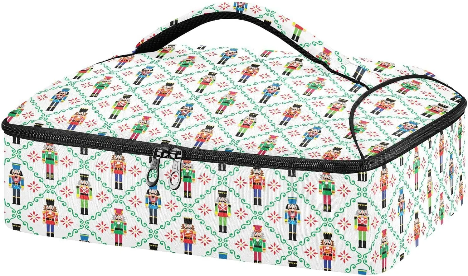 Christmas Nutcrackers Moroccan Insulated Casserole Carrier Xmas Soldier Figurine Casserole Dish Carrier Portable Hot Cold Food Carrier Bag Lasagna Holder Tote For Party Picnic