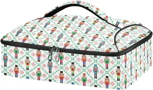 Christmas Nutcrackers Moroccan Insulated Casserole Carrier Xmas Soldier Figurine Casserole Dish Carrier Portable Hot Cold Food Carrier Bag Lasagna Holder Tote For Party Picnic