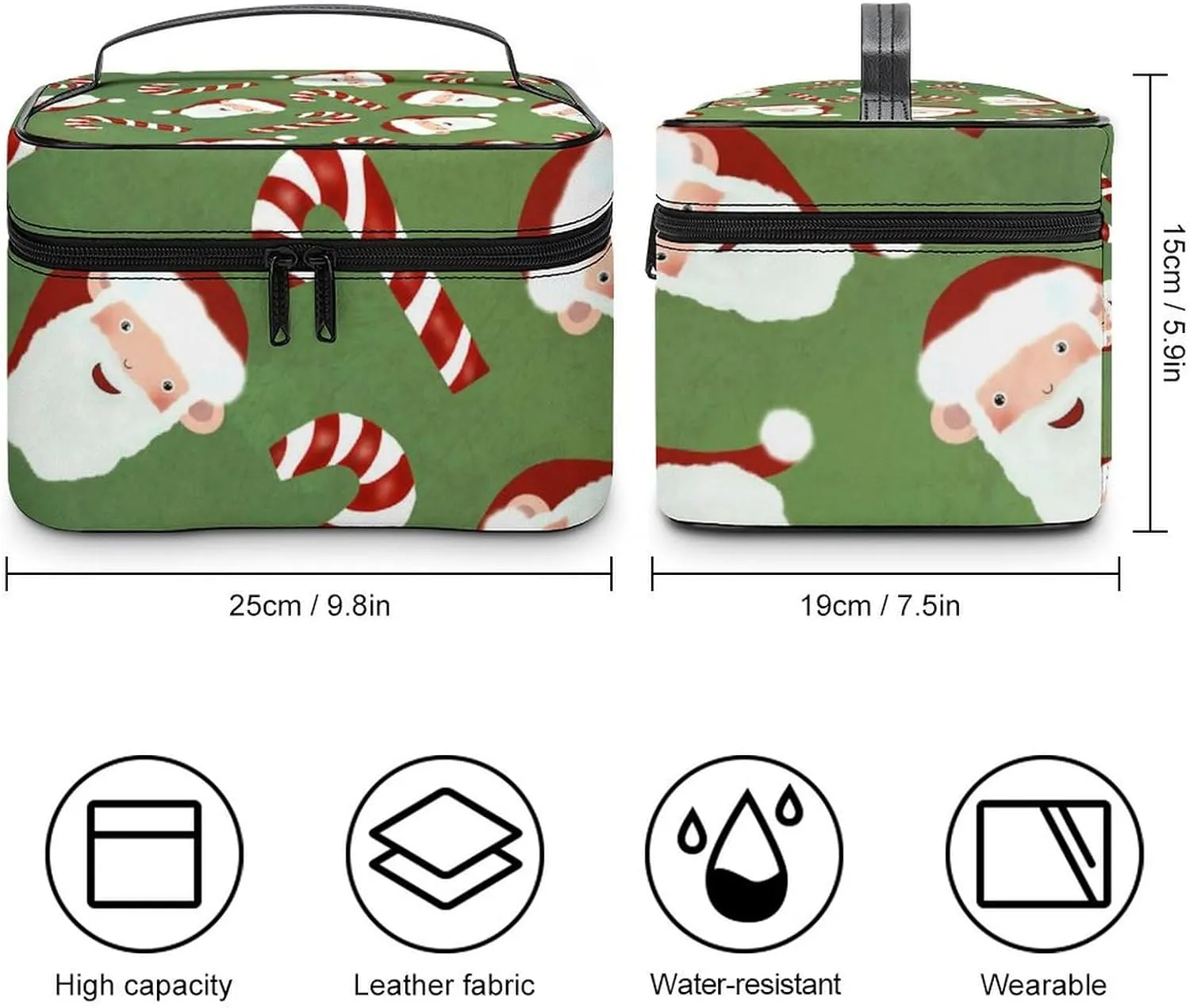 Christmas Portable Cosmetic Bag,Large Capacity Travel Makeup Case Organizer, Women Toiletry Bag for Girls Traveling with Compartments 25x18x15cm