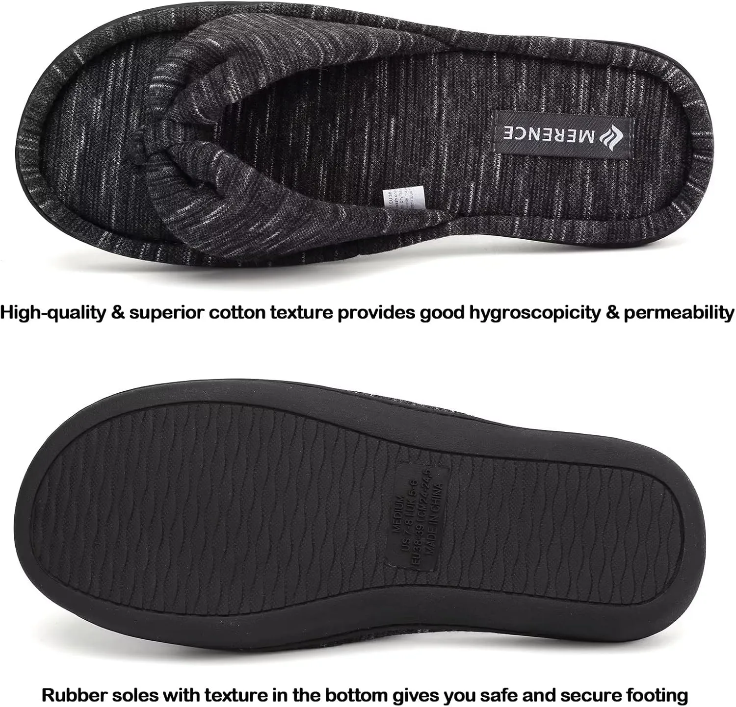 CIOR Women's Cozy Memory Foam Spa Thong Flip Flops House Indoor Slippers Plush Gridding Velvet Lining Clog Style-U1MTW017-0716