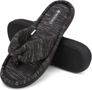 CIOR Women's Cozy Memory Foam Spa Thong Flip Flops House Indoor Slippers Plush Gridding Velvet Lining Clog Style-U1MTW017-0716