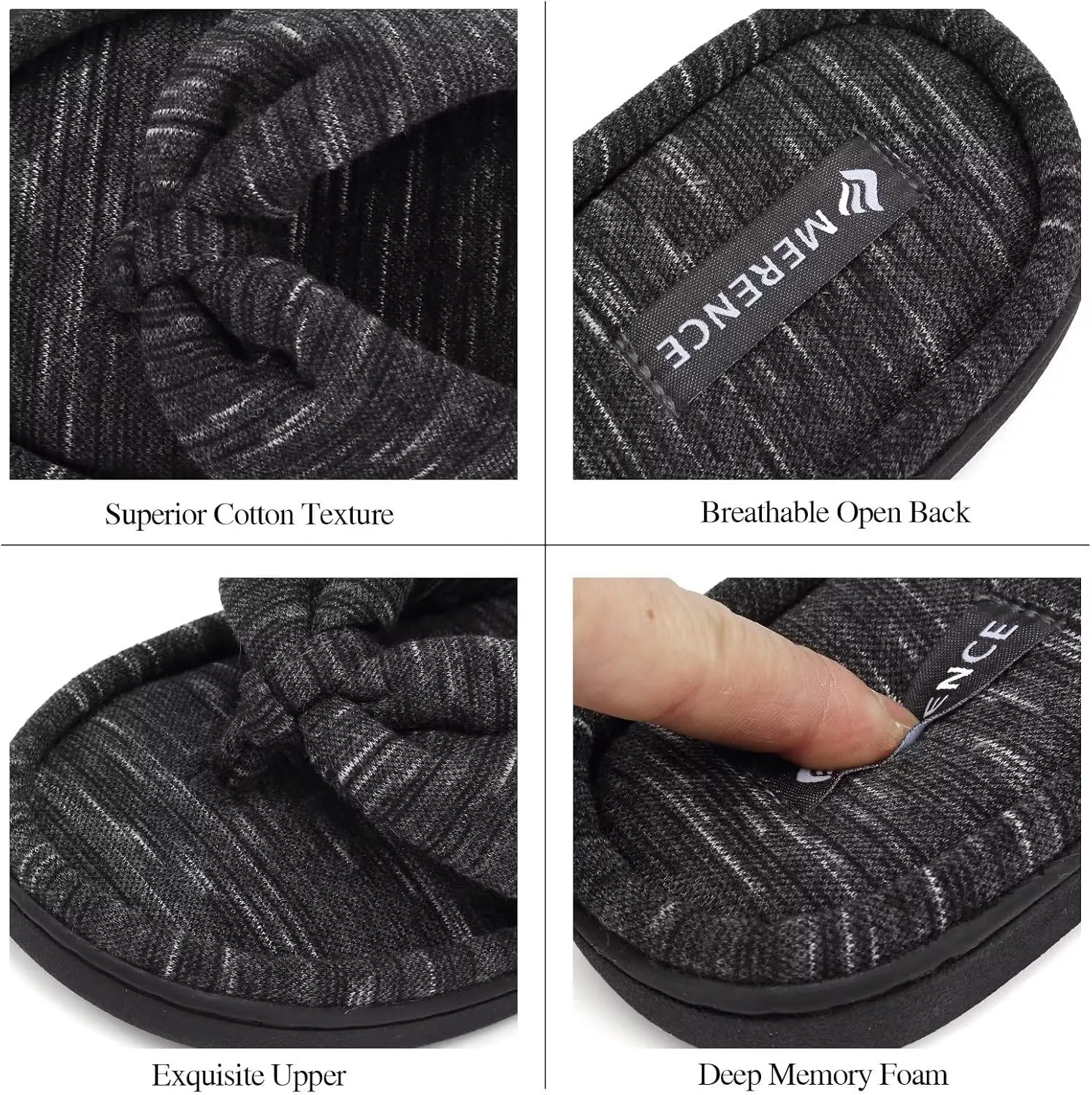 CIOR Women's Cozy Memory Foam Spa Thong Flip Flops House Indoor Slippers Plush Gridding Velvet Lining Clog Style-U1MTW017-0716