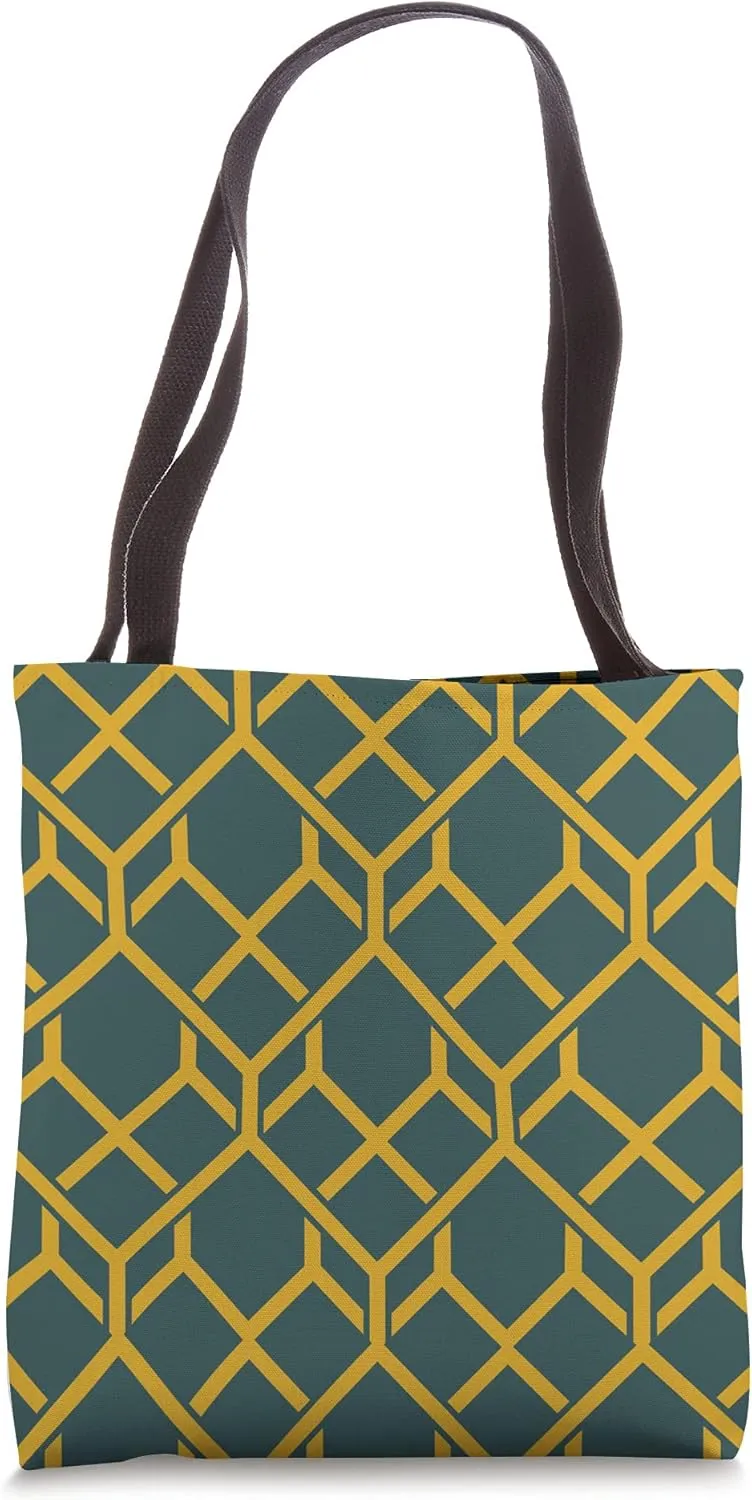 Classic Geometric Design Pattern - Goldenrod and Deep Teal Tote Bag