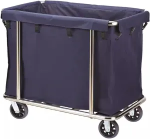 Cleaning Supplies Cart Sturdy Metal Material, Custodian Cart Versatile and Durable Bag is Detachable, Laundry Basket Large Caliber and Capacity with Swivel Castors