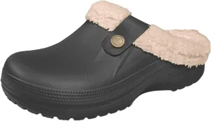 Clog Slippers for Women and Men Fur Lined Clogs Memory Foam Warm Fuzzy Slippers Winter Waterproof Indoor Outdoor Slipper