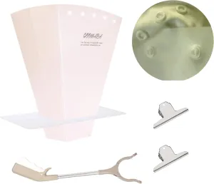 Cloth Diaper Sprayer Splatter Shield with Grabber Reacher Tool - Snap Design for Stability, One-Handed Rinsing, Perfect for Cloth Diapers, Dog Diapers, Lick Mats, Shoes, and More.