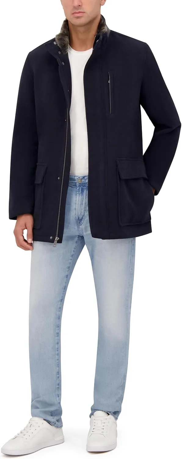 Cole Haan Men's Wool Plush Car Coat