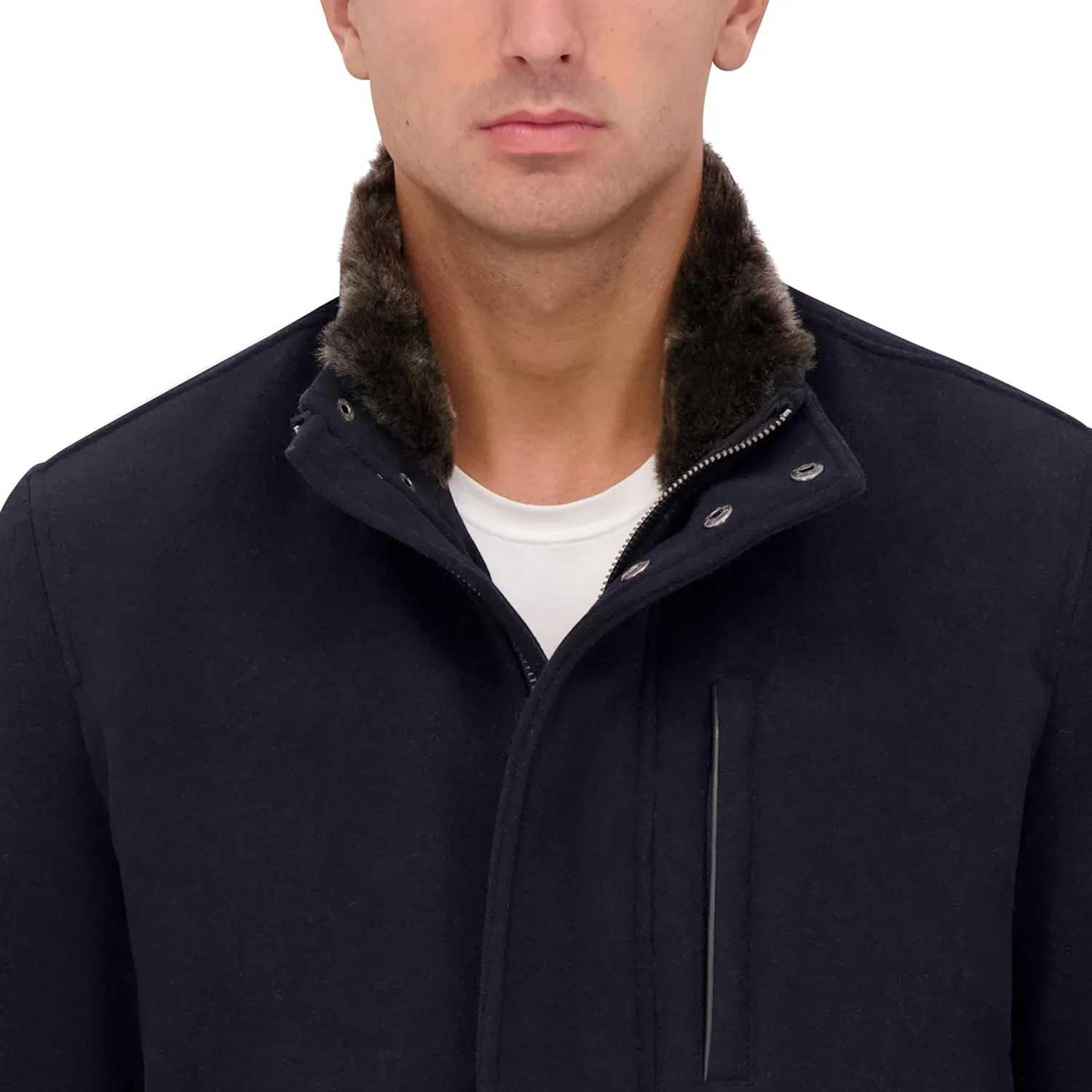 Cole Haan Men's Wool Plush Car Coat