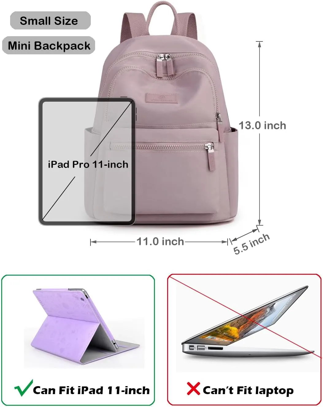 Collsants Small Backpack for Women - Mini Backpack Purse Nylon Day Pack (Pink)