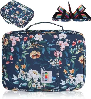 Colored Pencil Case 220 Slots Pen Holder,Waterproof Organizer Bag Portable Handy Painting Large Capacity Stationery Case For Watercolor Pens Or Markers and Stationery Supply (Camellia Flower)