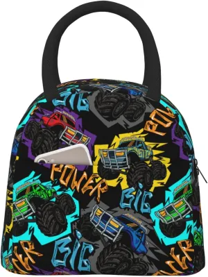 Colorful Monster Truck Car Insulated Lunch Bag Handbag lunchbox Food Container Gourmet Tote for School Office Work Picnic Travel